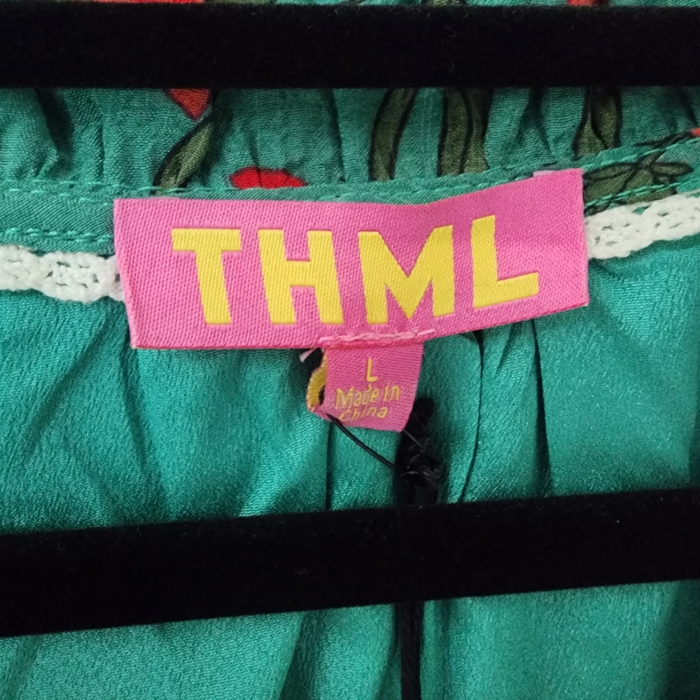 THML Green Floral Tiered Maxi Dress with Tassel Detail - Picture 7 of 7